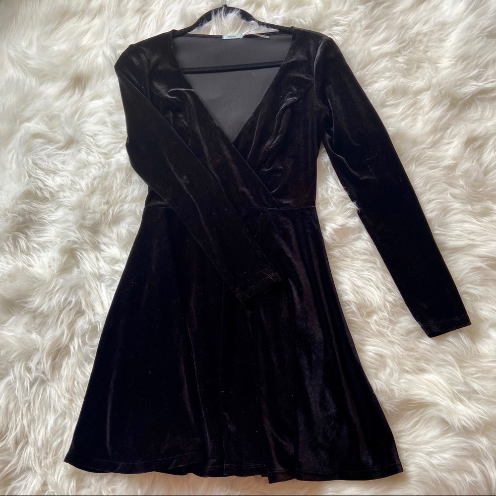 URBAN OUTFITTERS Black Velvet Fit and Flare Dress
